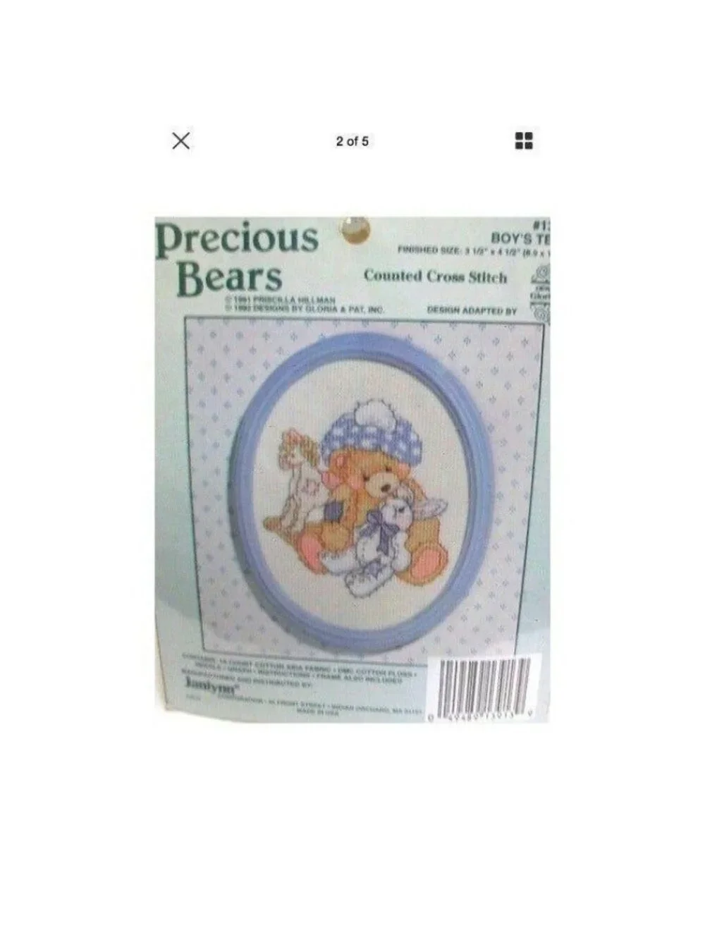 Janlynn Precious Boy's Teddy Rocking Horse and Rabbit Counted Cross Stitch Kit